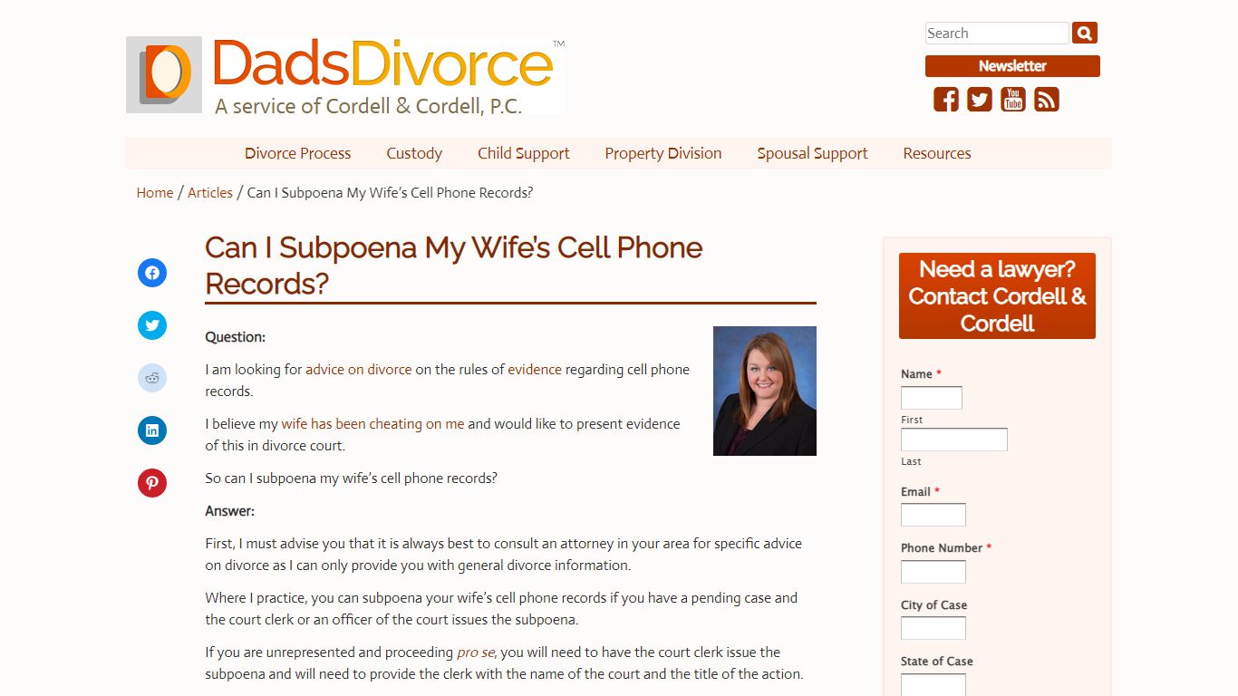 Can I Subpoena My Wife's Cell Phone Records? | Dads Divorce